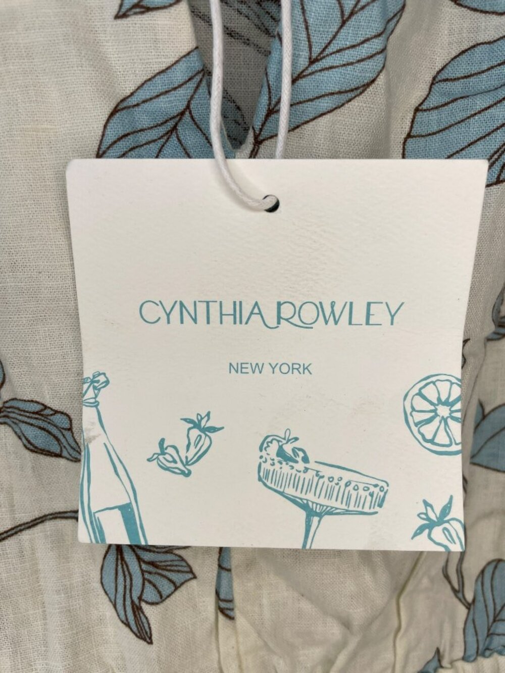 Cynthia Rowley Raglan Midi Dress Floral White Blue Size Large NWT - Picture 4 of 7
